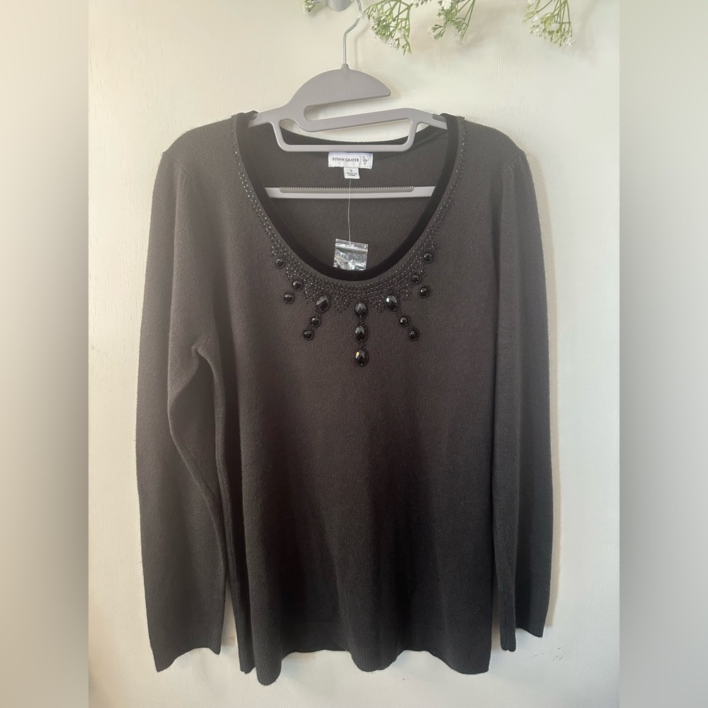NWOT Susan Graver | Elegant black/Grey Sweater